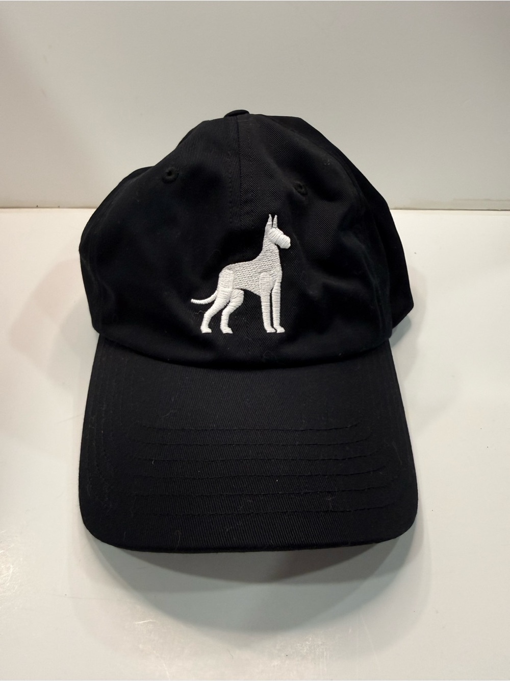 Under Armour Black Baseball Cap with White Embroidered Great Dane Dog